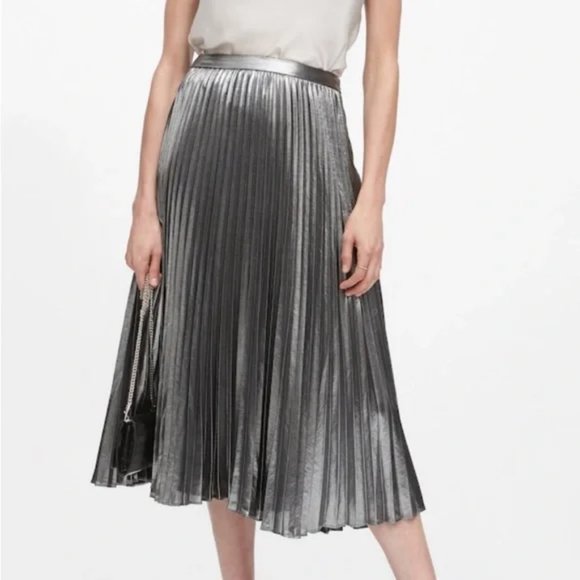 Banana Republic Dresses & Skirts - Banana Republic Metallic Pleated Midi Skirt
